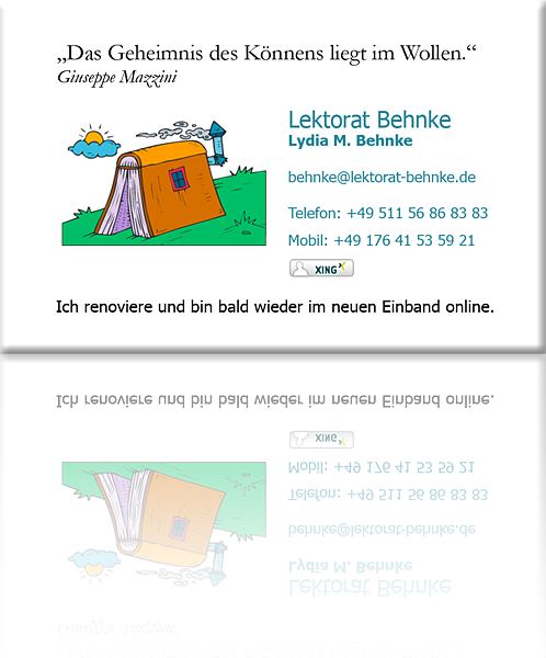 Visitenkarte Lektorat Behnke